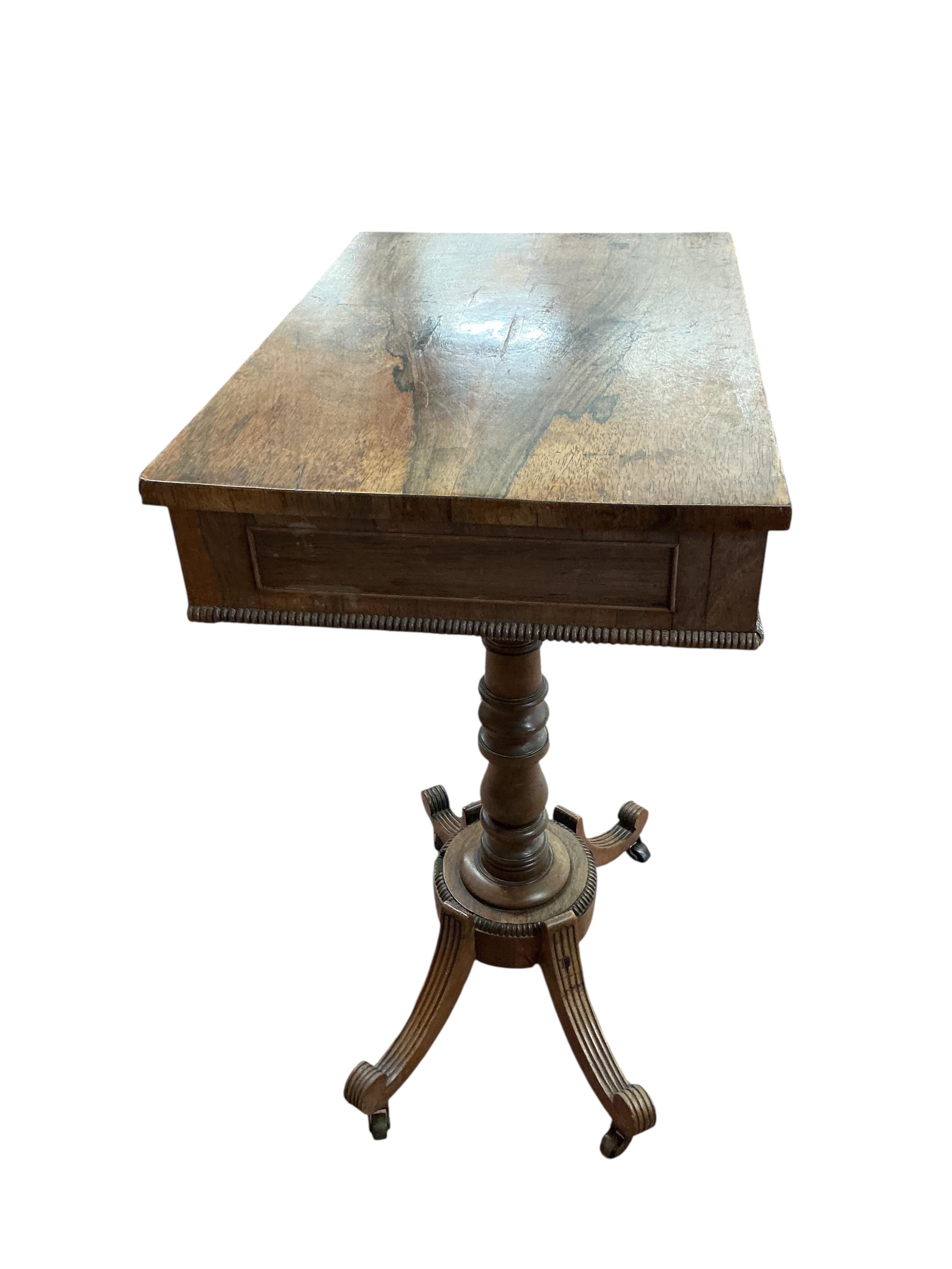 A Regency faded rosewood side table, width 55cm, depth 36cm, height 75cm